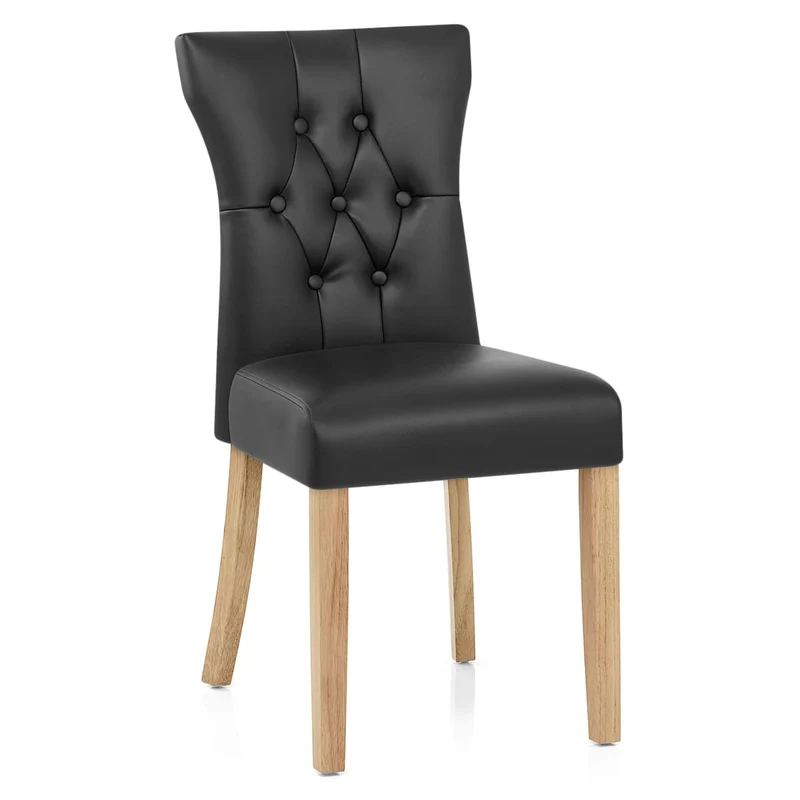 Chaise Bois Faux Cuir - Bradbury Noir