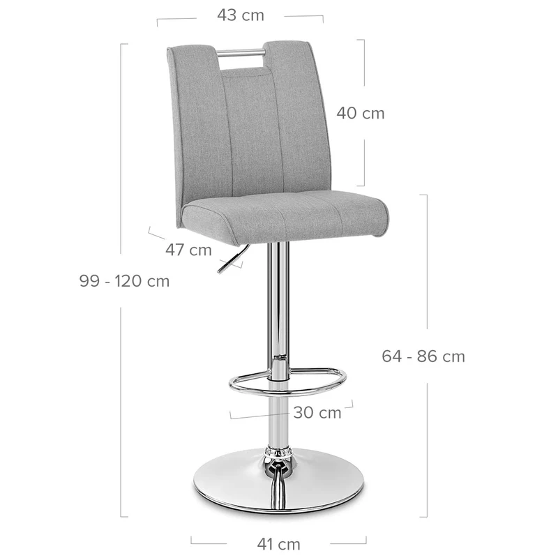 Chaise de Bar Tissu Chrome - Loco Gris