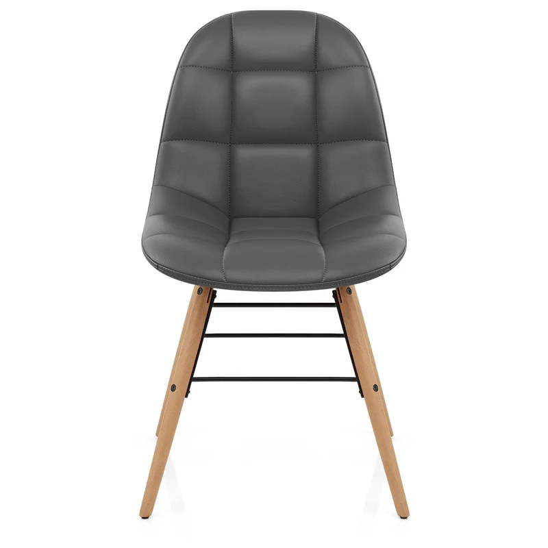 Chaise Faux Cuir Bois - Tate Gris