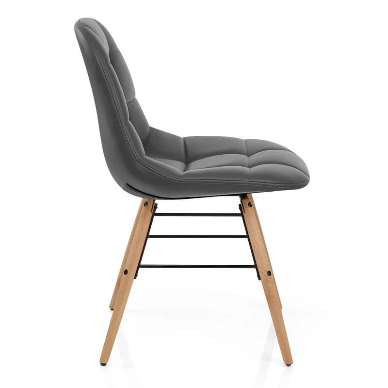 Chaise Faux Cuir Bois - Tate Gris