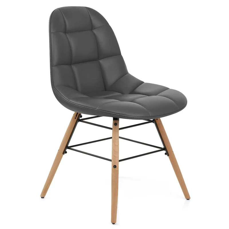 Chaise Faux Cuir Bois - Tate Gris