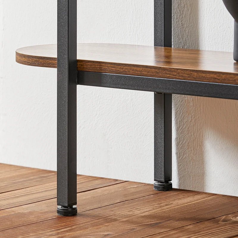 SoBuy FSB67-WS Table d’Appoint avec 2 Compartiments, Style Industriel, Design Fonctionnel, Usage Quotidien, Format Pratique – L110×P25×H86 cm, Noyer et Noir