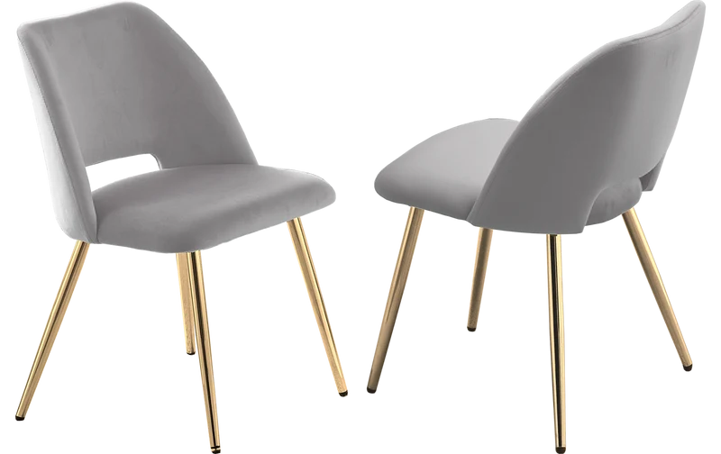 Ensemble table marbre beige et chaises dorés – Kara