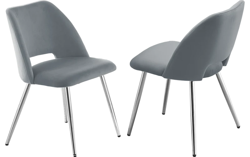 Ensemble table marbre beige et chaises argent – Kara