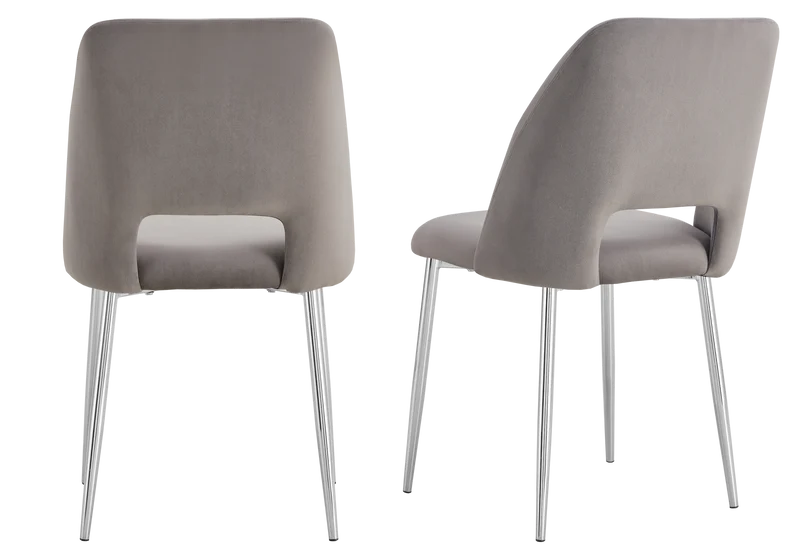 Chaise en velours gris avec dossier ouvert - Leoni x4