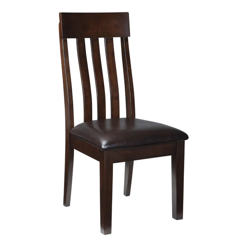 Ensemble de 2 chaises de salle à manger en bois avec assise rembourrée aspect cuir brun foncé - Haddigan