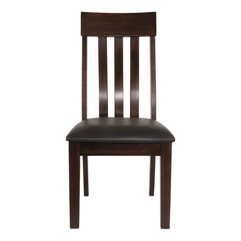 Ensemble de 2 chaises de salle à manger en bois avec assise rembourrée aspect cuir brun foncé - Haddigan