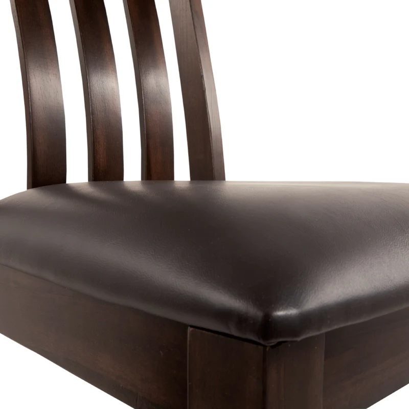 Ensemble de 2 chaises de salle à manger en bois avec assise rembourrée aspect cuir brun foncé - Haddigan