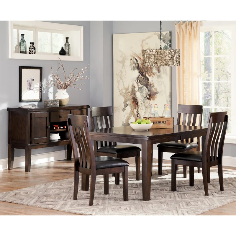 Ensemble de 2 chaises de salle à manger en bois avec assise rembourrée aspect cuir brun foncé - Haddigan