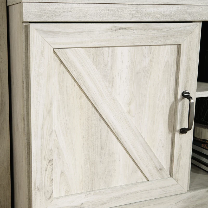 Meuble de télévision en bois/MDF blanc antique avec 2 portes - Bellaby