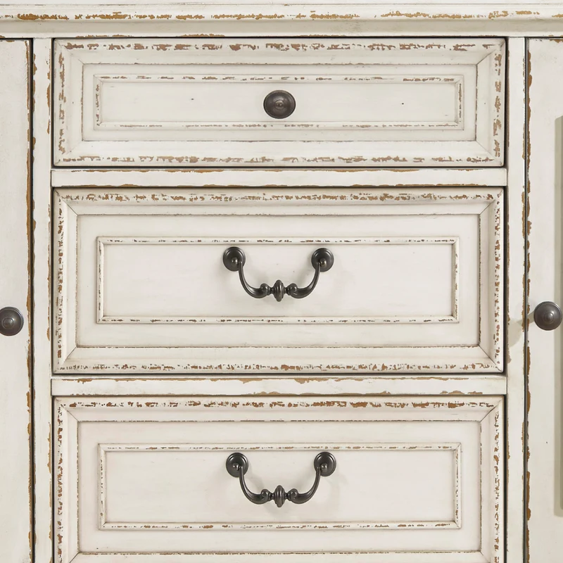 Buffet en bois/placage bicolore avec 2 portes et 3 tiroirs - Realyn