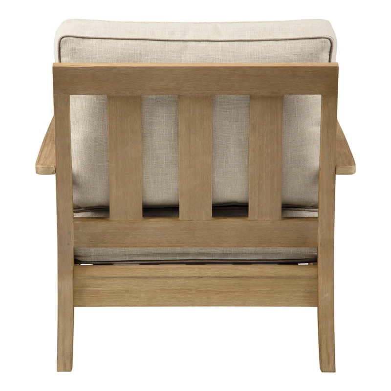 Fauteuil extérieur en tissu Nuvella beige pâle et en bois d'eucalyptus - Clare View