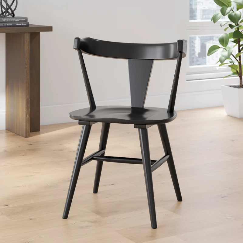 Ensemble de 2 chaises de salle à manger en bois noir - Gretlynn