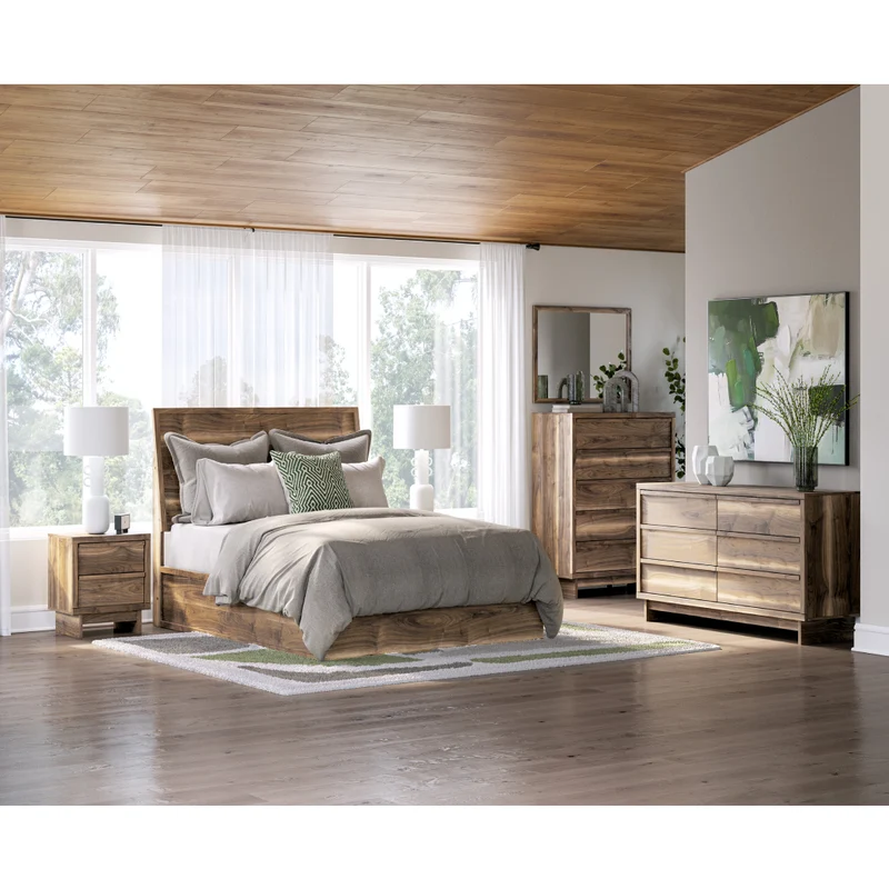 Commode à 5 tiroirs en bois/MDF brun noyer - Chirason