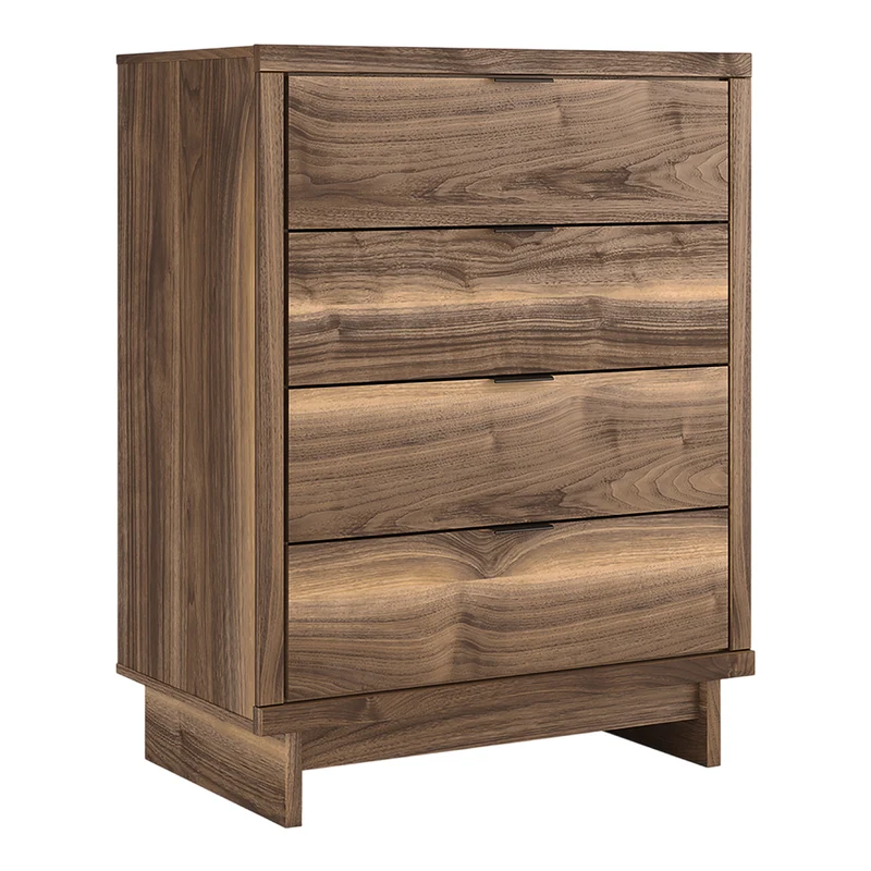 Commode à 4 tiroirs en bois/MDF brun noyer - Chirason