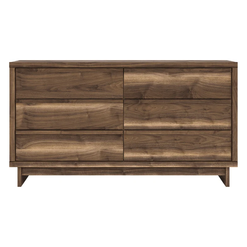 Bureau à 6 tiroirs en bois/MDF brun noyer - Chirason