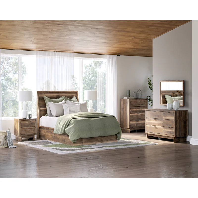 Bureau à 6 tiroirs en bois/MDF brun noyer - Chirason