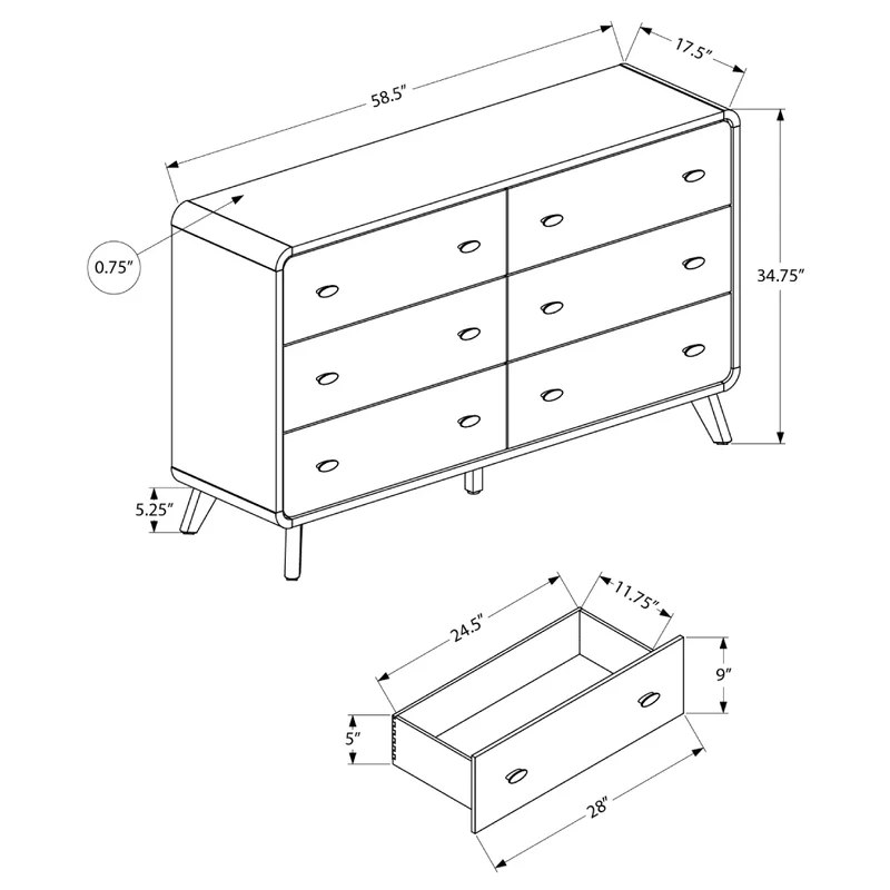 Bureau à 6 tiroirs en bois/MDF brun noyer - I 5231