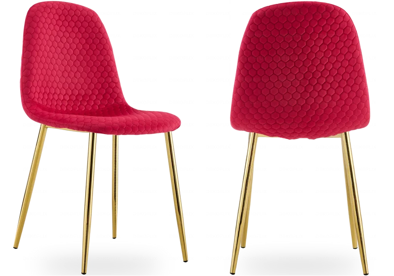 Chaises scandinaves en velours alvéolé fuchsia - Alma x6