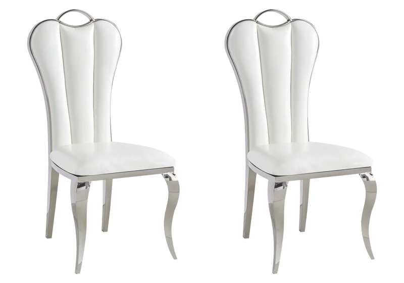 Chaise baroque moderne argentée et similicuir - Diana x4