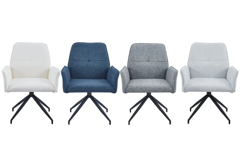 Fauteuils de table en tweed écru pivotants - Maty x2