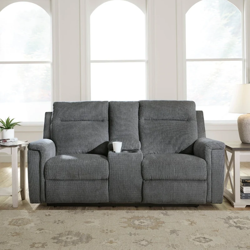 Causeuse inclinable motorisée en tissu avec console - Barnsana