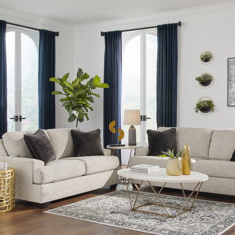 Causeuse en tissu beige pâle avec coussins - Vayda