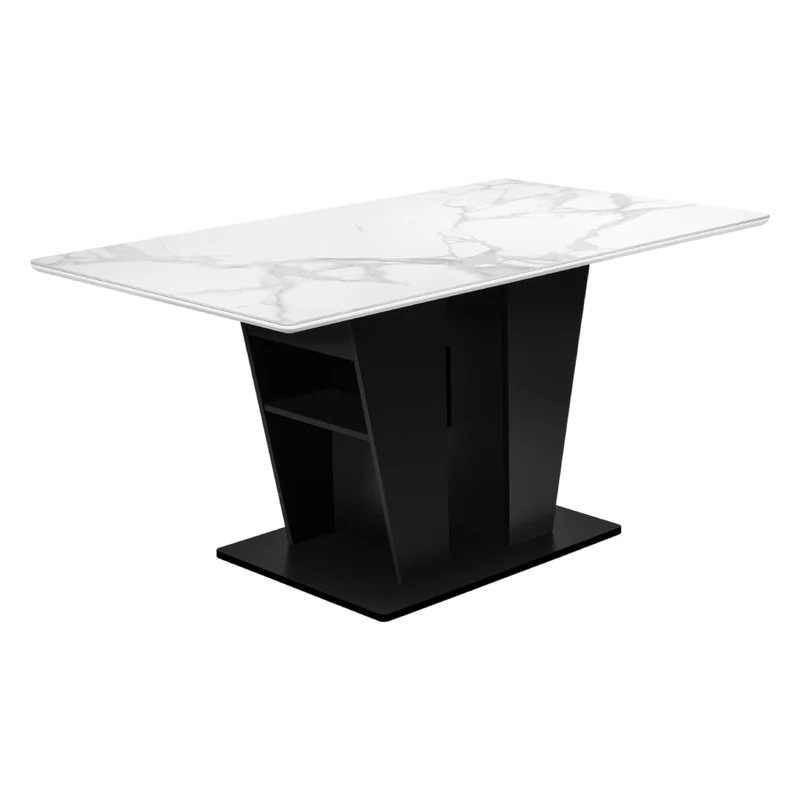 Table de salle à manger rectangulaire en pierre frittée blanche - I 1128