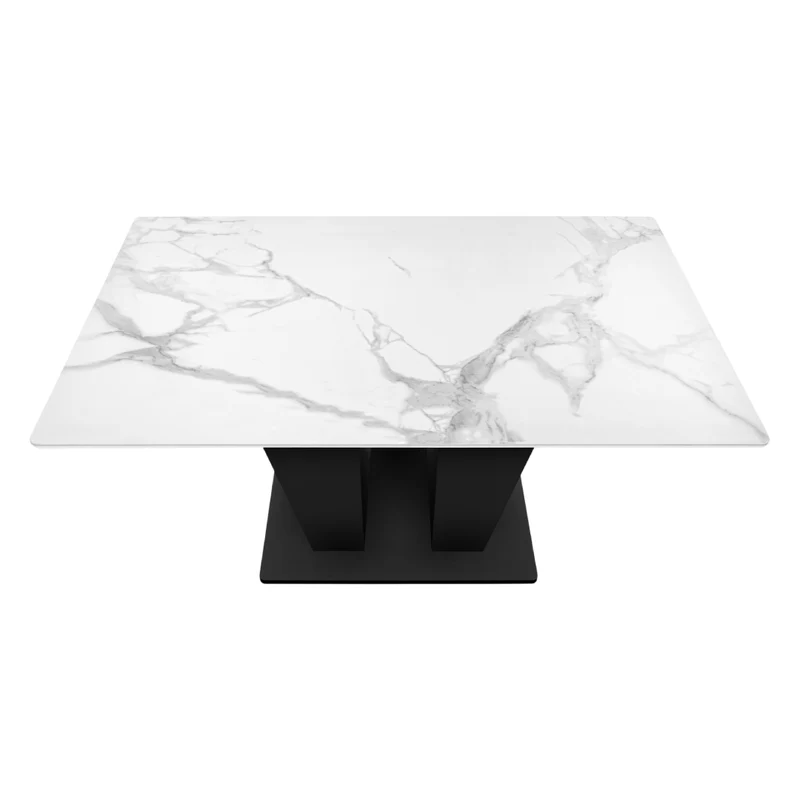 Table de salle à manger rectangulaire en pierre frittée blanche - I 1128