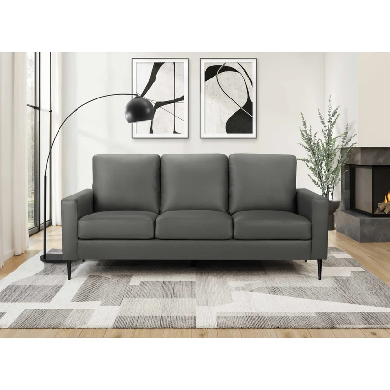 Sofa aspect cuir et en tissu
