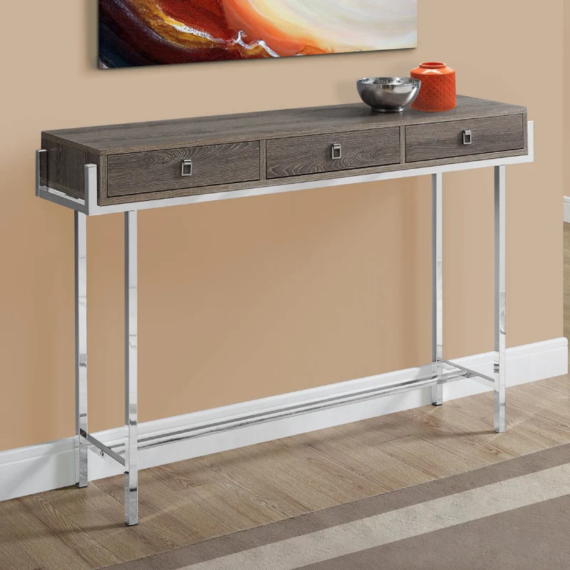 Table console en stratifié et métal avec 3 tiroirs - I 3297-3299