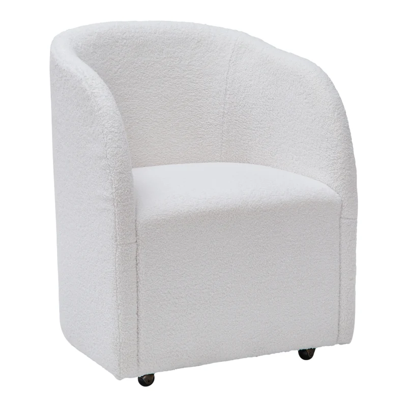 Ensemble de 2 chaises de salle à manger rembourrées en tissu bouclé ivoire - Rowanbeck