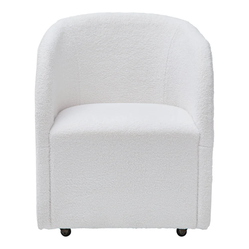 Ensemble de 2 chaises de salle à manger rembourrées en tissu bouclé ivoire - Rowanbeck