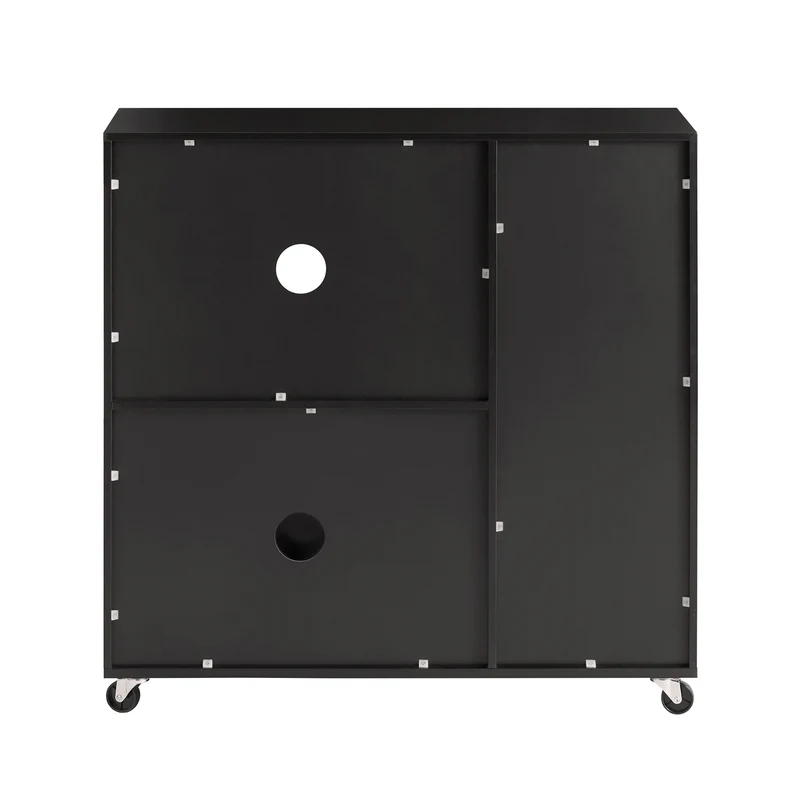 SoBuy FSB78-SCH Meuble Micro-Ondes Buffet Commode sur roulettes Armoire de Cuisine Multi-Rangement avec 3 Portes, 1 Tiroir, 1 Compartiment