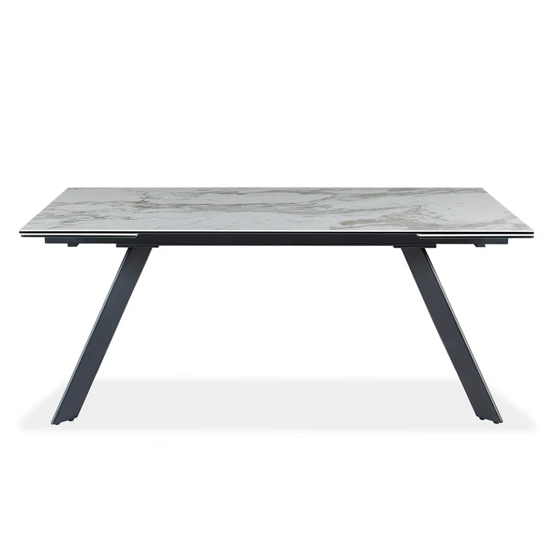Table de salle à manger extensible en porcelaine/céramique et métal - Oliver