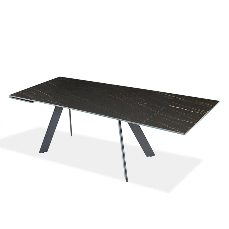 Table de salle à manger extensible en porcelaine/céramique et métal - Oliver