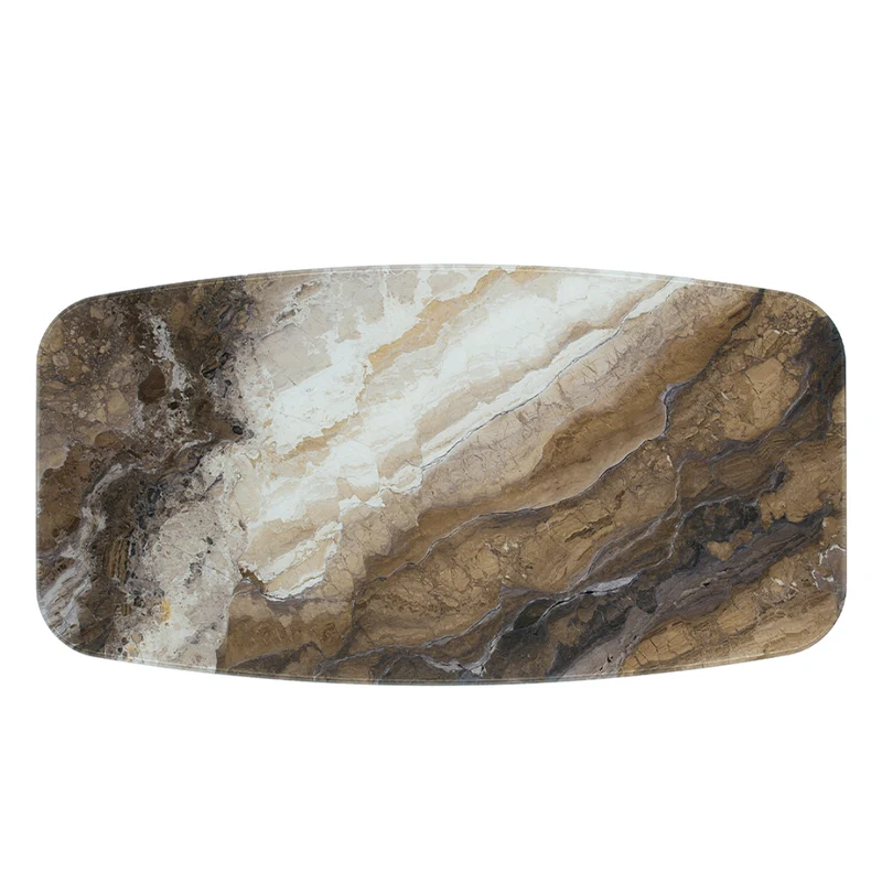 Table de salle à manger rectangulaire avec contour arrondi en verre et métal - Jack