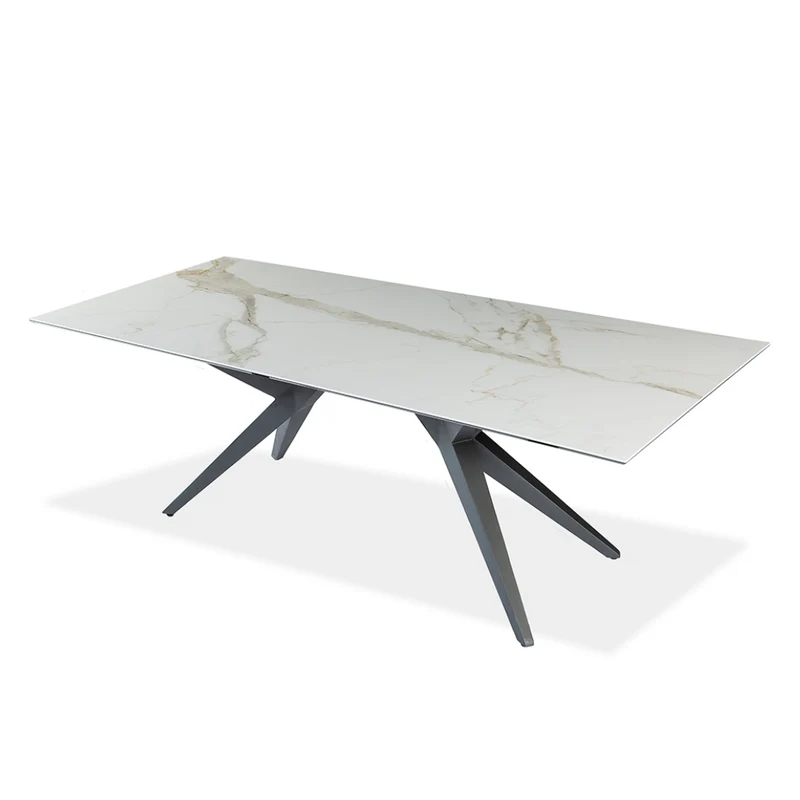 Table de salle à manger rectangulaire en céramique et métal - Jack