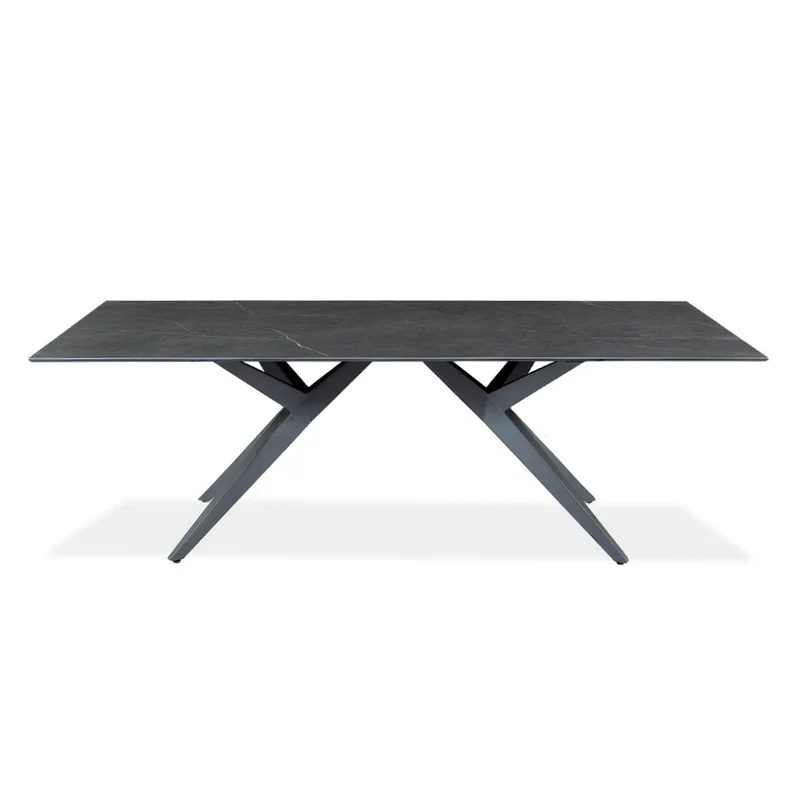 Table de salle à manger rectangulaire en céramique et métal - Jack