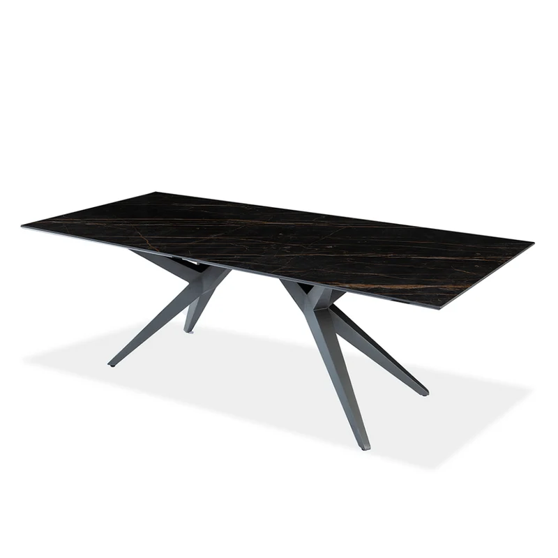 Table de salle à manger rectangulaire en céramique et métal - Jack