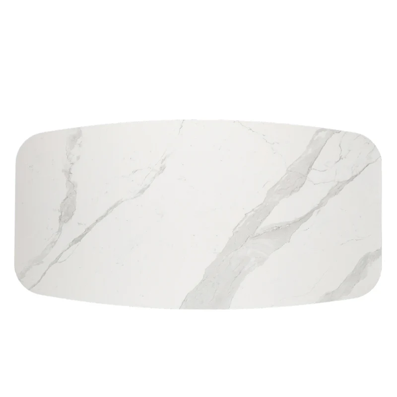 Table de salle à manger rectangulaire avec contour arrondi en céramique et métal - Jack