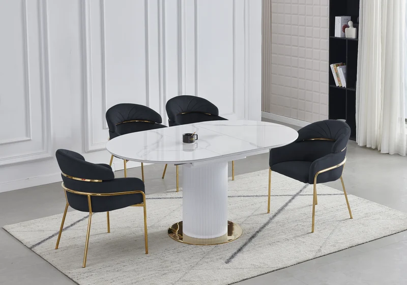 Chaises en velours noir et pieds dorés - Noam x4