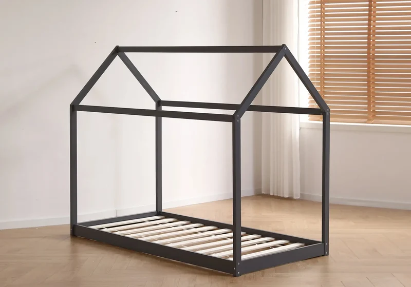 Lit cabane enfant bois gris - Erva