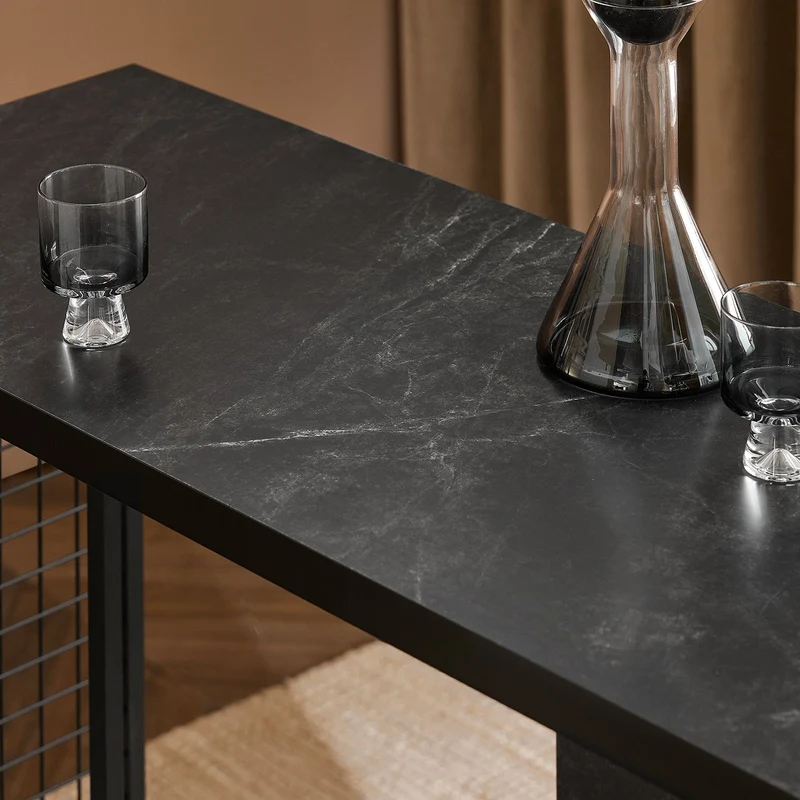 SoBuy FWT100-SCH Table de Bar Design Table Bistrot avec 3 Étagères Table Haute de Cuisine Effet Marbre
