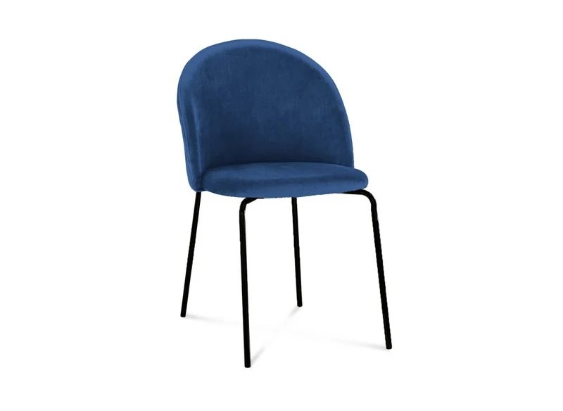 Lot de 2 chaises design en velours bleu pieds noirs KENNETH