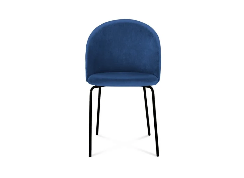 Lot de 2 chaises design en velours bleu pieds noirs KENNETH