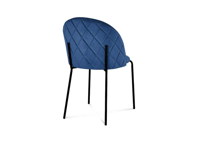 Lot de 2 chaises design en velours bleu pieds noirs KENNETH