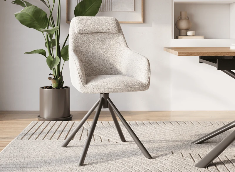Chaise pivotante avec accoudoirs effet peau de mouton beige AGNES