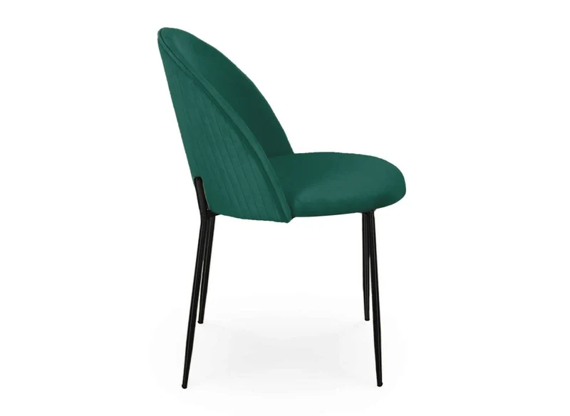 Lot de 2 chaises design en velours vert pieds noirs ARABEL