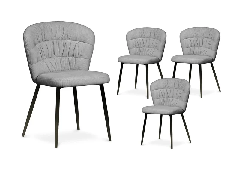 Lot de 4 chaises en velours côtelé gris DANIELA
